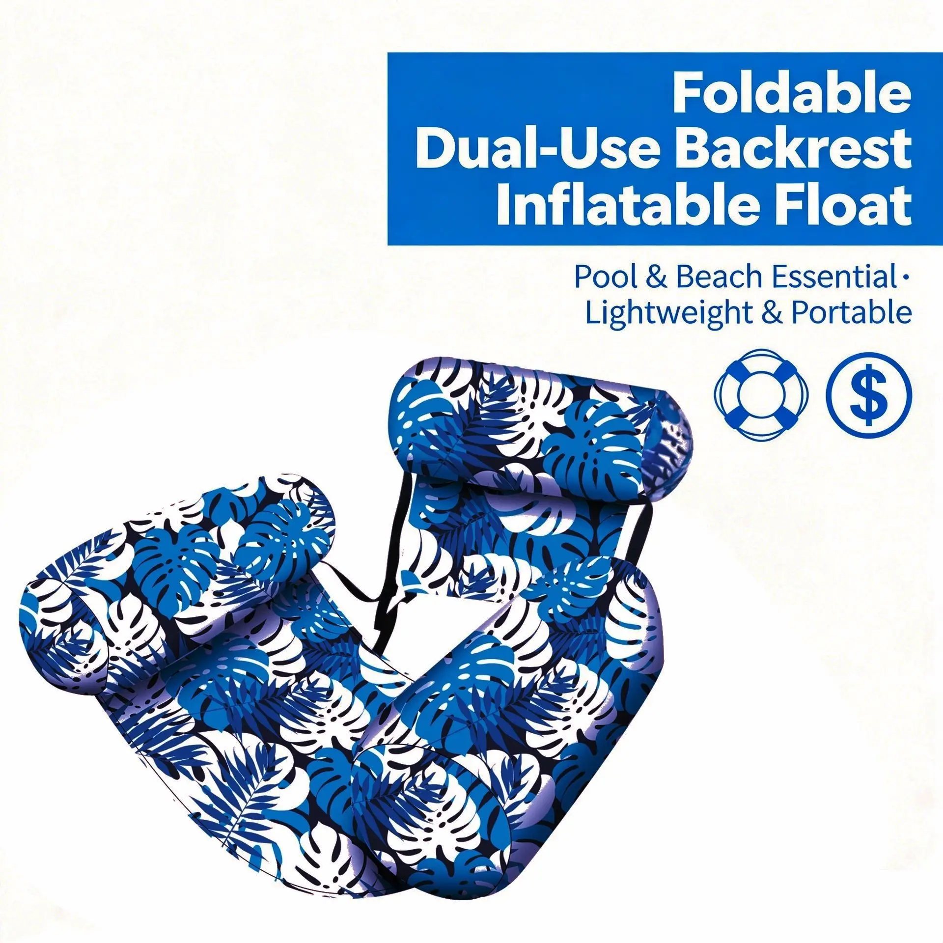 Inflatable Swimming Float Bed Canvas Floating Sofa Chair Foldable Dual Use Structure  for Seaside Pool Outdoor Water Games sofa