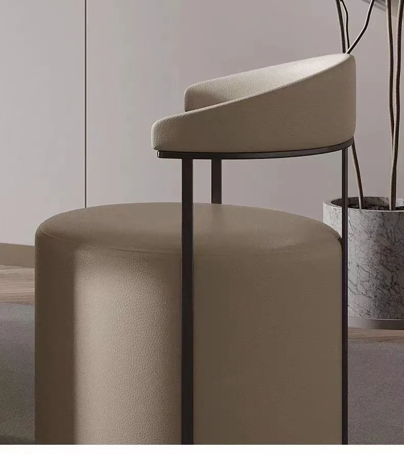 ‌Modern Velvet Ottoman Stool,Faux Leather Backrest Chair,Padded Vanity Seat with Cushion,Stylish Accent Furniture for LivingRoom