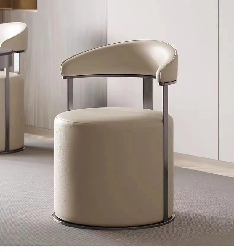 ‌Modern Velvet Ottoman Stool,Faux Leather Backrest Chair,Padded Vanity Seat with Cushion,Stylish Accent Furniture for LivingRoom
