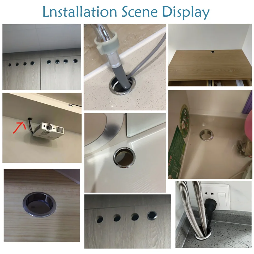 18-80mm Table Cable Outlet Grommet Round Plug Cover For PC Desk Wire Holder Cabinet Vent Hole Decorative Furniture Hardware