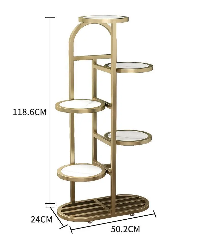 Staircase Multi-Level Indoor/Outdoor Mobile Iron Flower Pot Rack with Wheels
