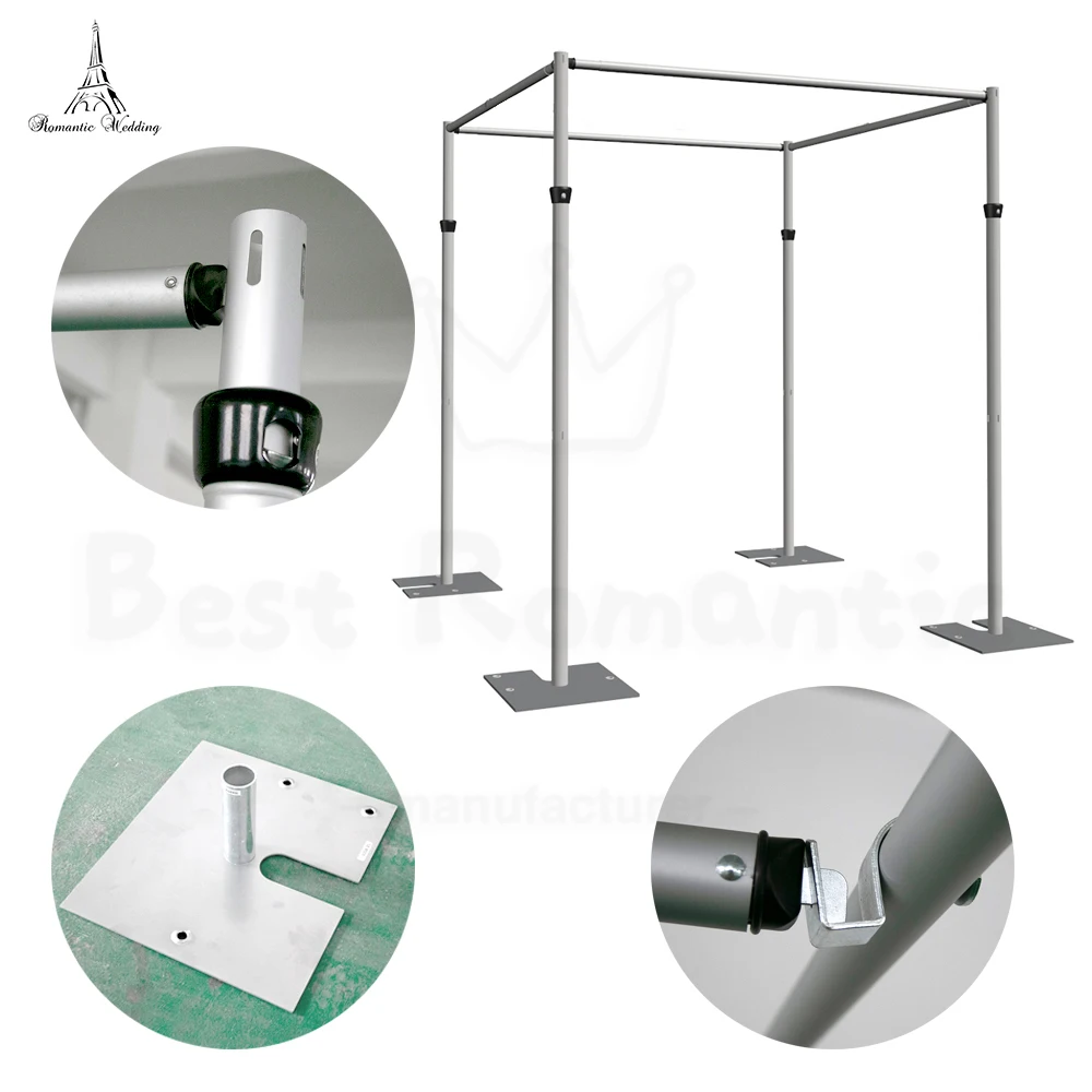 Aluminum Pipe Bracket Adjustable Square Curtain Frame Telescopic Decorative Arch Door Wedding Valance Rack