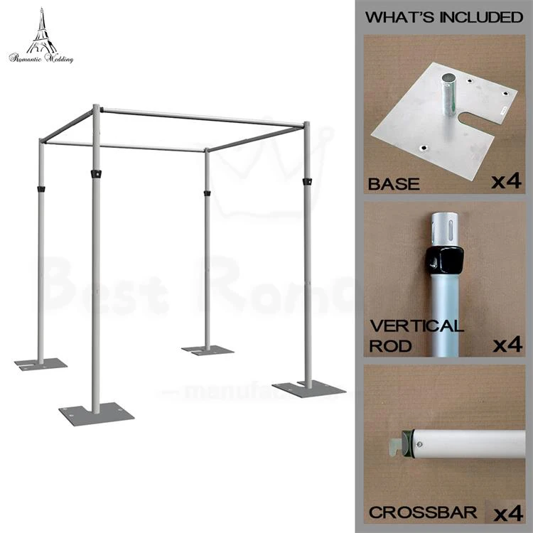 Aluminum Pipe Bracket Adjustable Square Curtain Frame Telescopic Decorative Arch Door Wedding Valance Rack