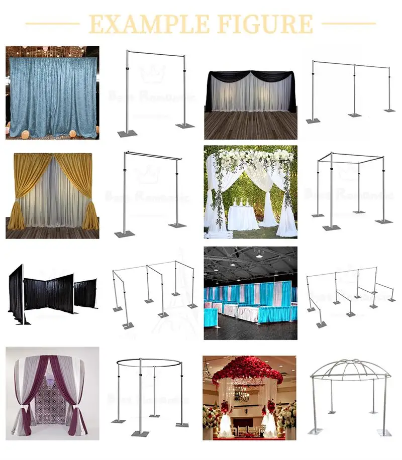 Aluminum Pipe Bracket Adjustable Square Curtain Frame Telescopic Decorative Arch Door Wedding Valance Rack