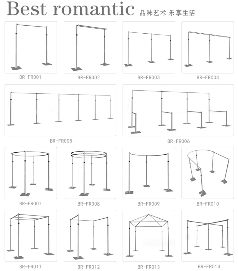 Aluminum Pipe Bracket Adjustable Square Curtain Frame Telescopic Decorative Arch Door Wedding Valance Rack