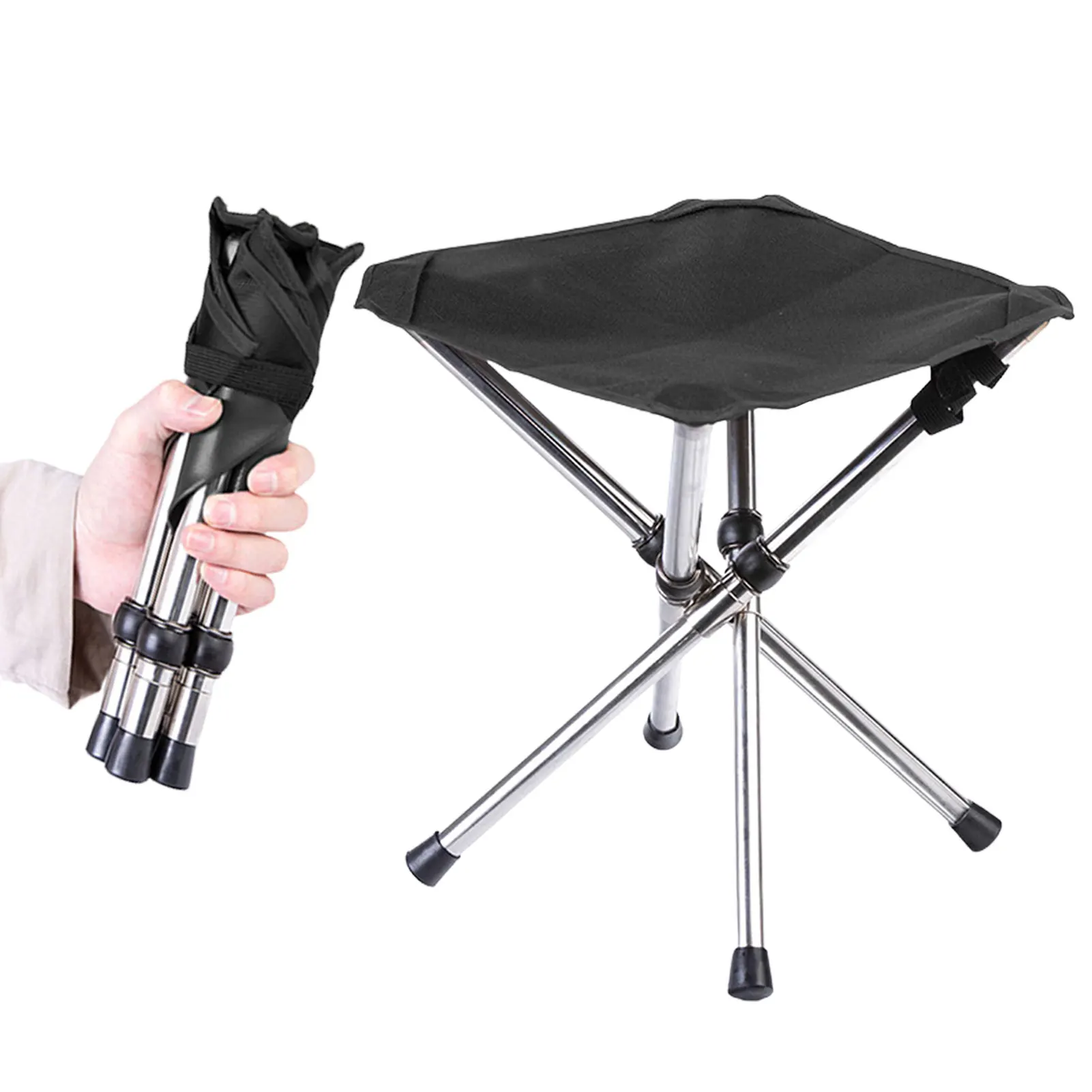 Outdoor Tripod Stool Camping Portable Telescopic Stool Foldable Chair Beach Camping Fishing Equipment