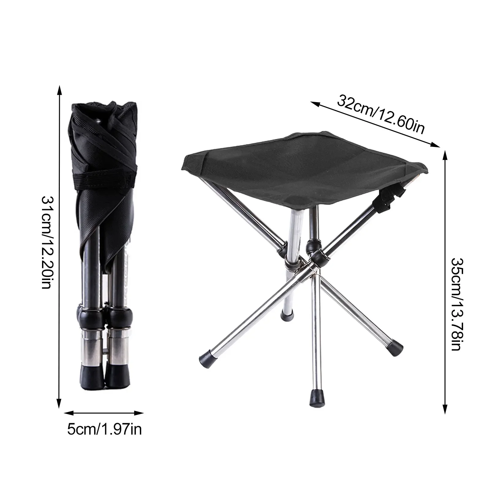 Outdoor Tripod Stool Camping Portable Telescopic Stool Foldable Chair Beach Camping Fishing Equipment