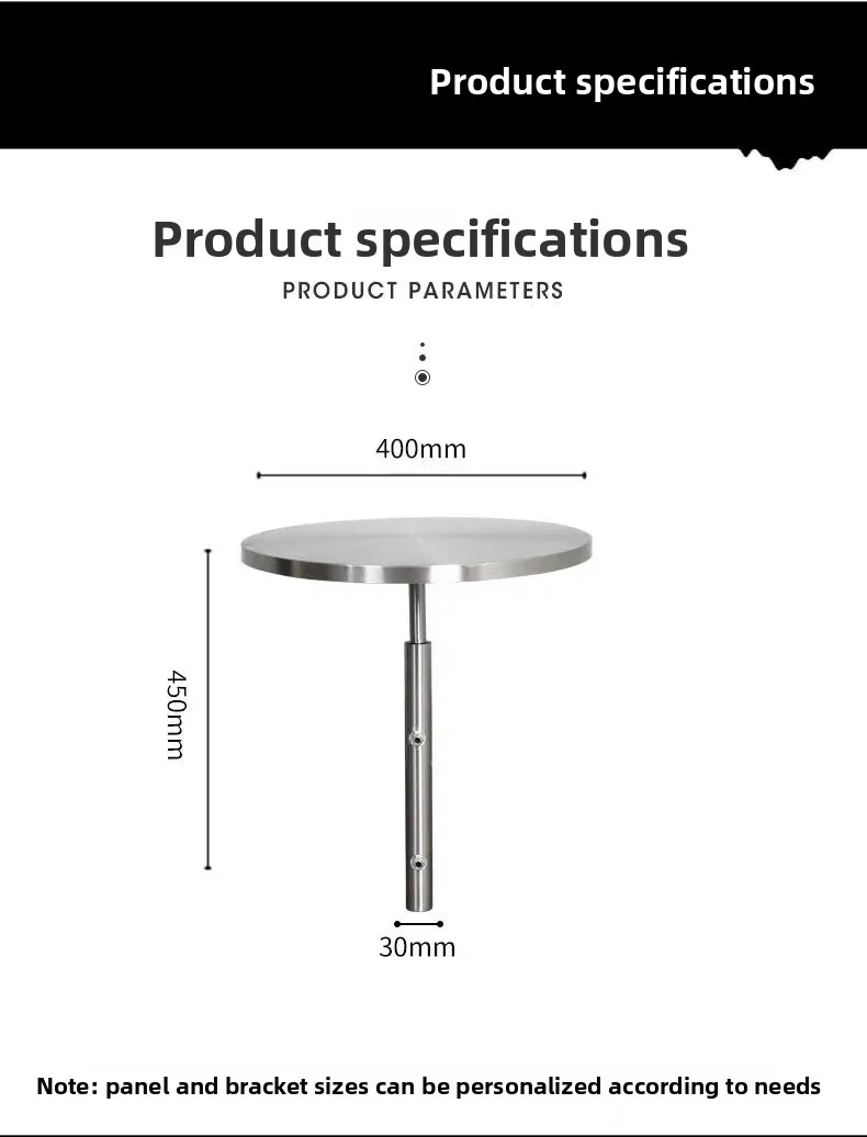Modern Minimalist Stainless Steel Hang on Bar Table Compact Counter Space Saving Corner Desk for Cafe Shop Rustproof