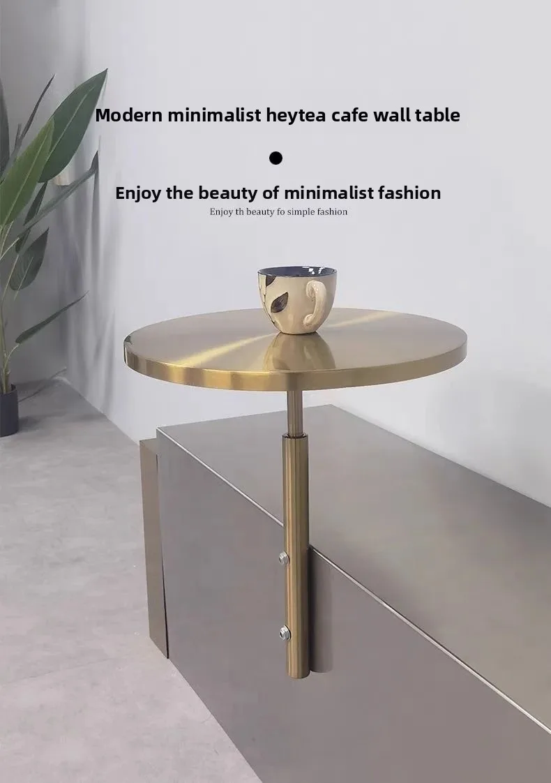 Modern Minimalist Stainless Steel Hang on Bar Table Compact Counter Space Saving Corner Desk for Cafe Shop Rustproof