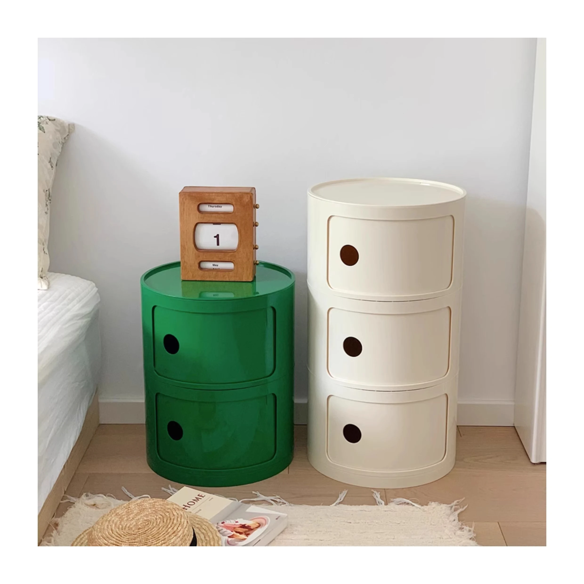 Nordic Net Red Bedside Cabinet Modern Simple White Round Creative Mini Simple Small Side Table Portable Nightstands Furniture