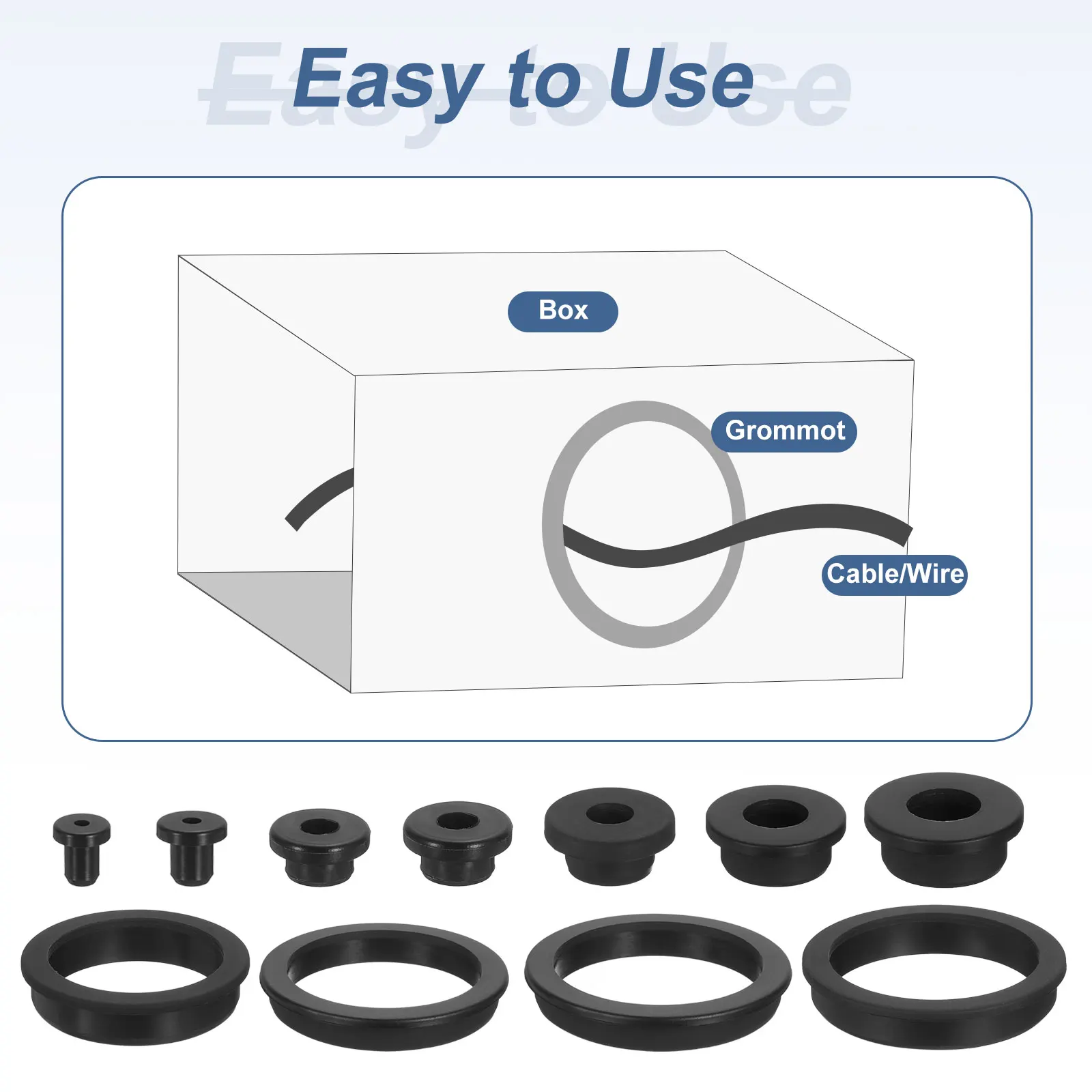 4/6/10/12/18Pcs Rubber Grommets 7-10mm ID Top Hat Grommet Black Silicone Rubber Hole Plug Gasket for Wiring, Automotive