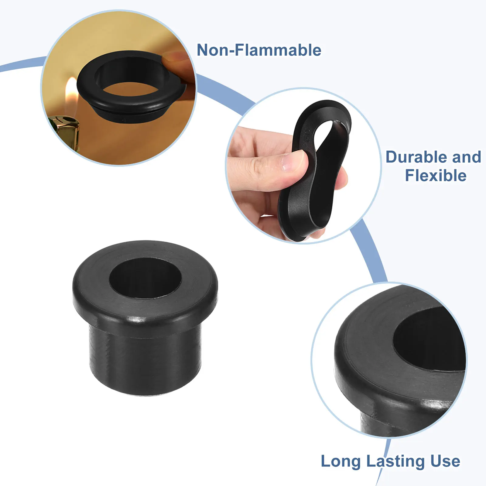 4/6/10/12/18Pcs Rubber Grommets 7-10mm ID Top Hat Grommet Black Silicone Rubber Hole Plug Gasket for Wiring, Automotive