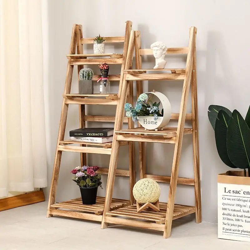 Solid Wood Folding Multi-layer Succulent Plant Rack Storage Rack Balcony Living Room Shoe ,Flower ,Book Rack Retro