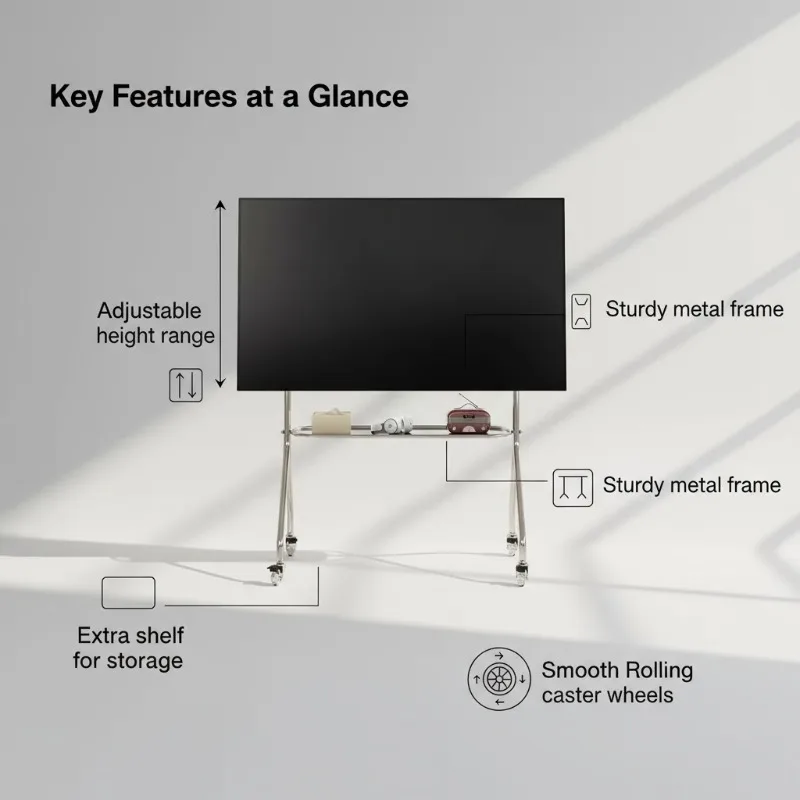 Multifunctional Stainless Steel TV Stand Fits 32-75 Inches with Storage Living Room Game Room Movie Office Flexible Convenient