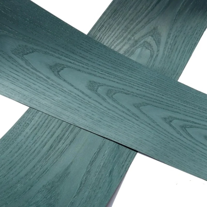 Peacock Green Dyed Figured Ash Wood Veneer Bold Color for Guitar Modern Doors Feature Wall Furniture Decor Panels 250*16cm