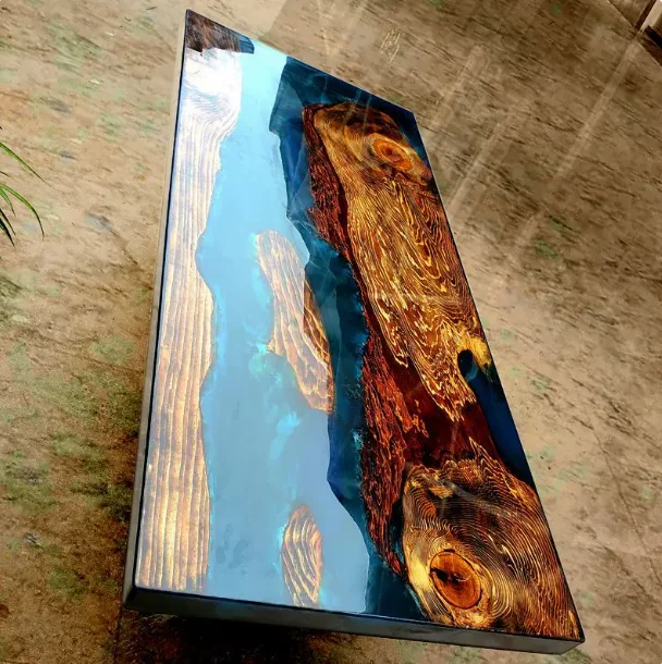 Modern Home Furniture Factory Direct Solid Walnut Wood Restaurant Kitchen River Dining Table Epoxy Resin Slab