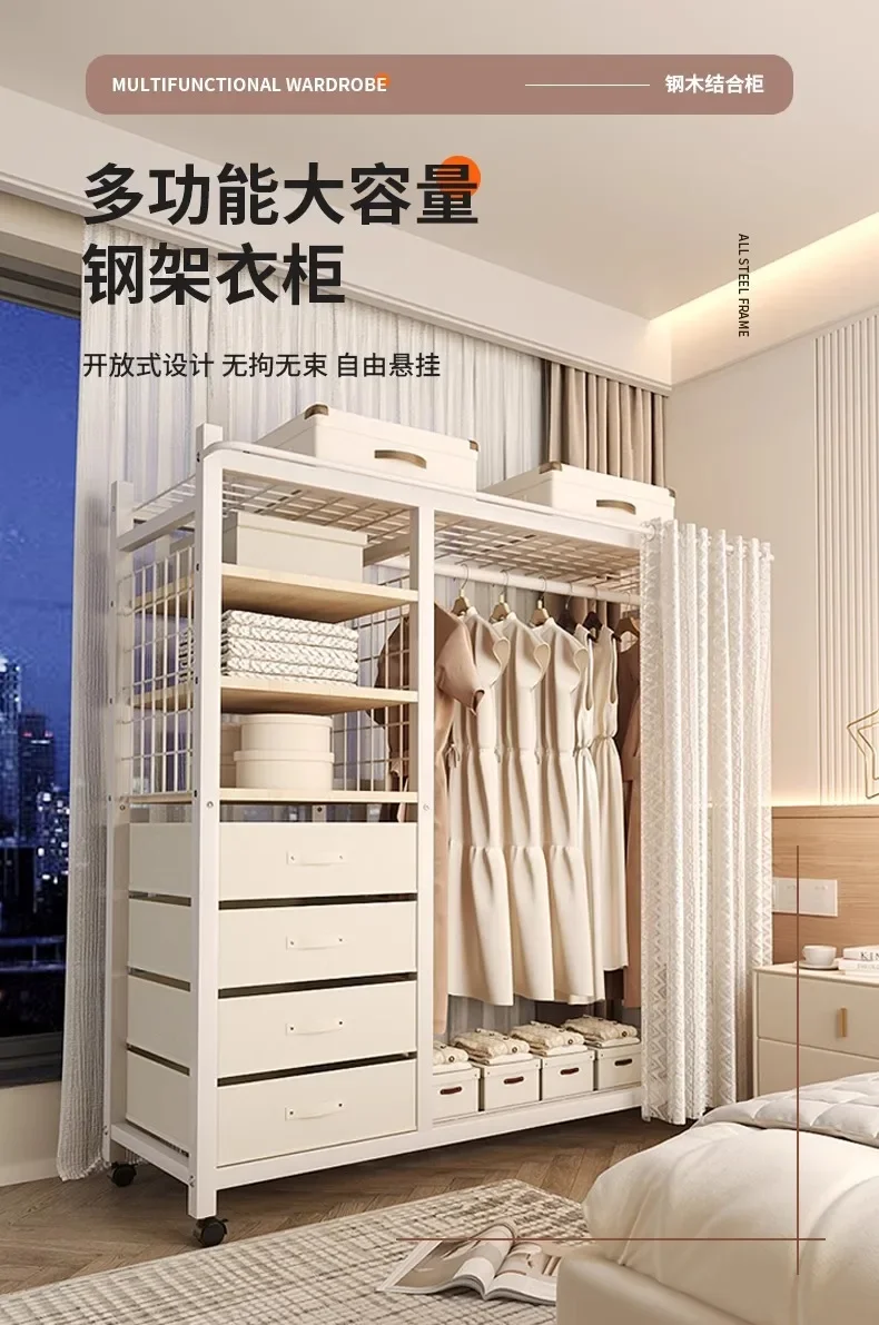 Clothes Rack White Hanger Gold Clothing Rack with Shelves for Boutiques Garment Rack for Hanging Clothes Large Wardrobe Closet