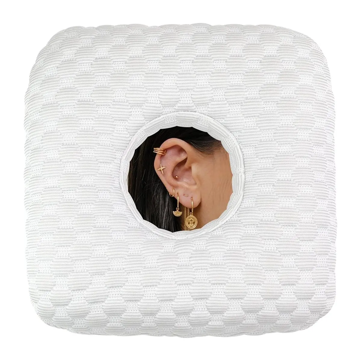 Ear Piercing Pillow for Side Sleepers with Hole for Ear Pain CNH Inflammation, Relief Sleeping Pressure Pain, Cooling