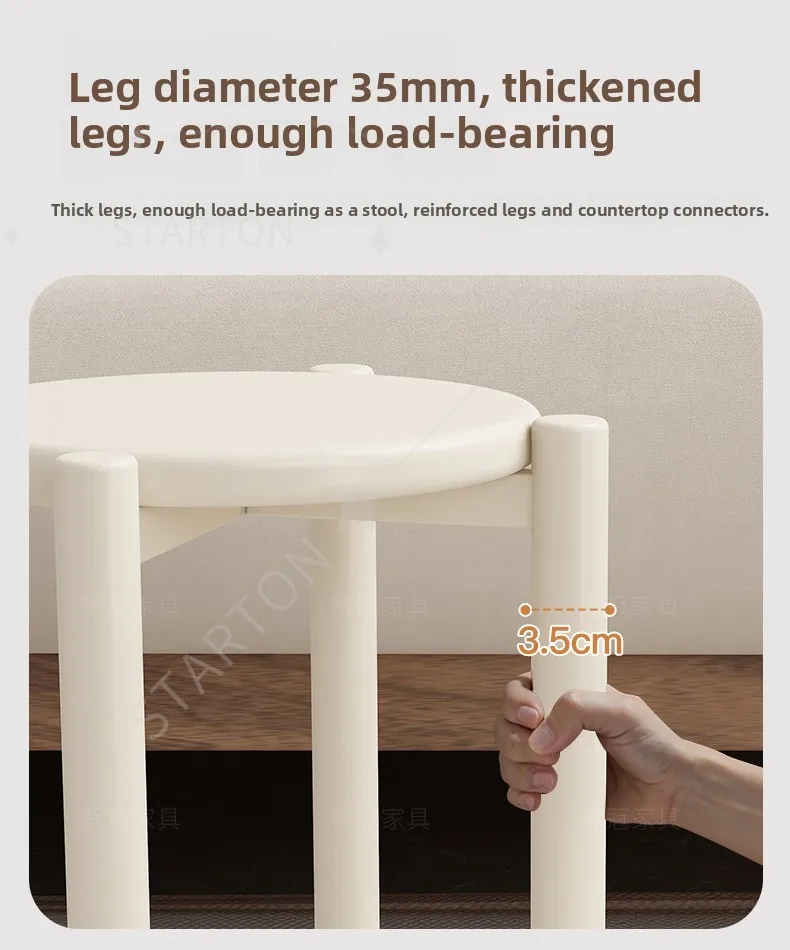Solid Wood Stool Stackable Restaurant Chairs Space Saving Side Tables Mobile Coffee Table Stools (White/Walnut/Black)4-in-1