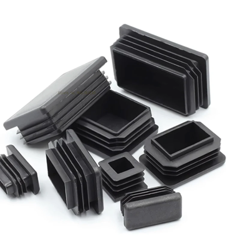 Black Plastic Square Pipe Plug Blanking End Cap chair foot pad Cover table bench leg pad anti slip 10MM~100MM