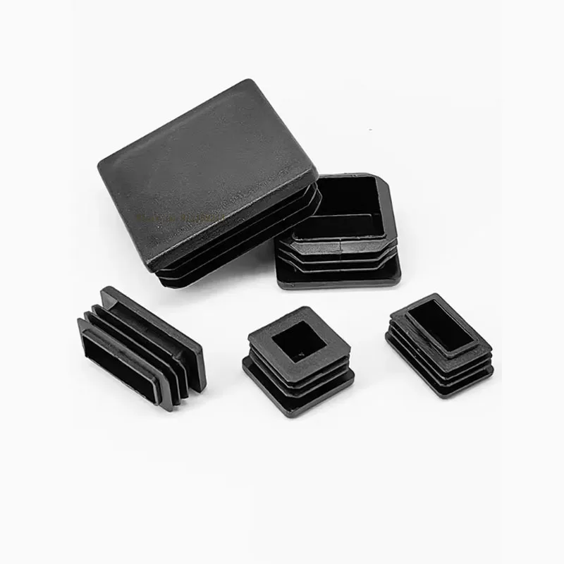 Black Plastic Square Pipe Plug Blanking End Cap chair foot pad Cover table bench leg pad anti slip 10MM~100MM