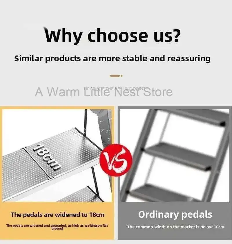 Aluminum Alloy Folding Attic Ladder Home Telescopic Thickened Herringbone Ladder Multi-functional with Handrail Staircase