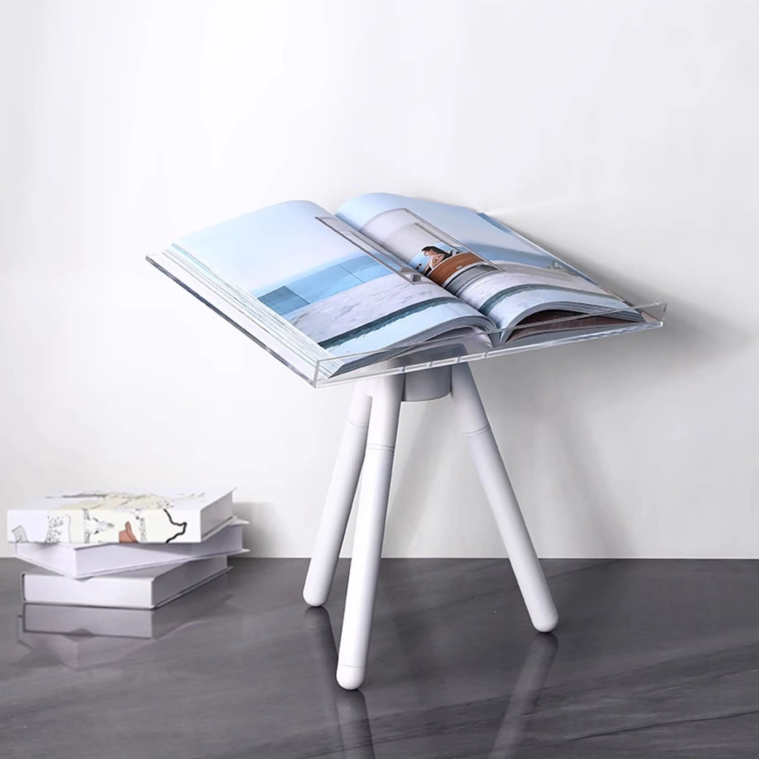 Living Room Floor Reading Stand Sofa Side Display Rack Modern Book Holder for Magazine Catalog Exhibition Sample Room Home Decor