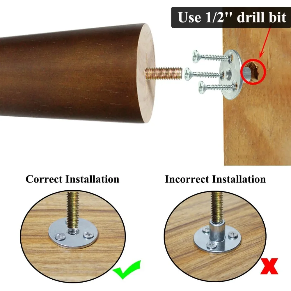Furniture Legs Wood Sofa Legs Walnut Color Couch Replacement Legs for Cabinet Vanity Couch Chair Dresser