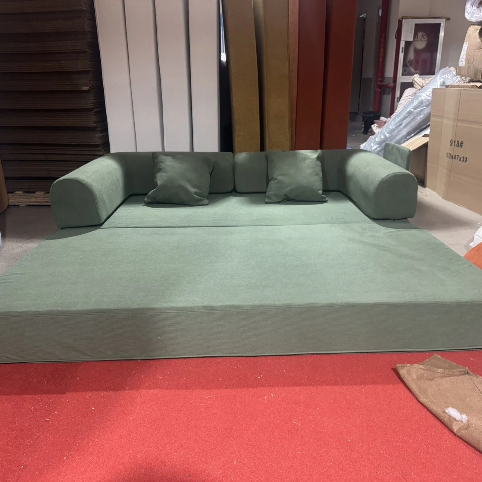 Air Compression Deformable Modern Style Flannel Modular Sofa Fabric Couch for Living Room Sectional Composable Sofa Bed