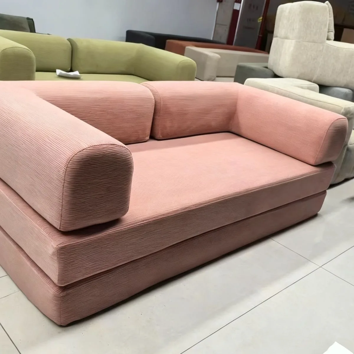 Air Compression Deformable Modern Style Flannel Modular Sofa Fabric Couch for Living Room Sectional Composable Sofa Bed