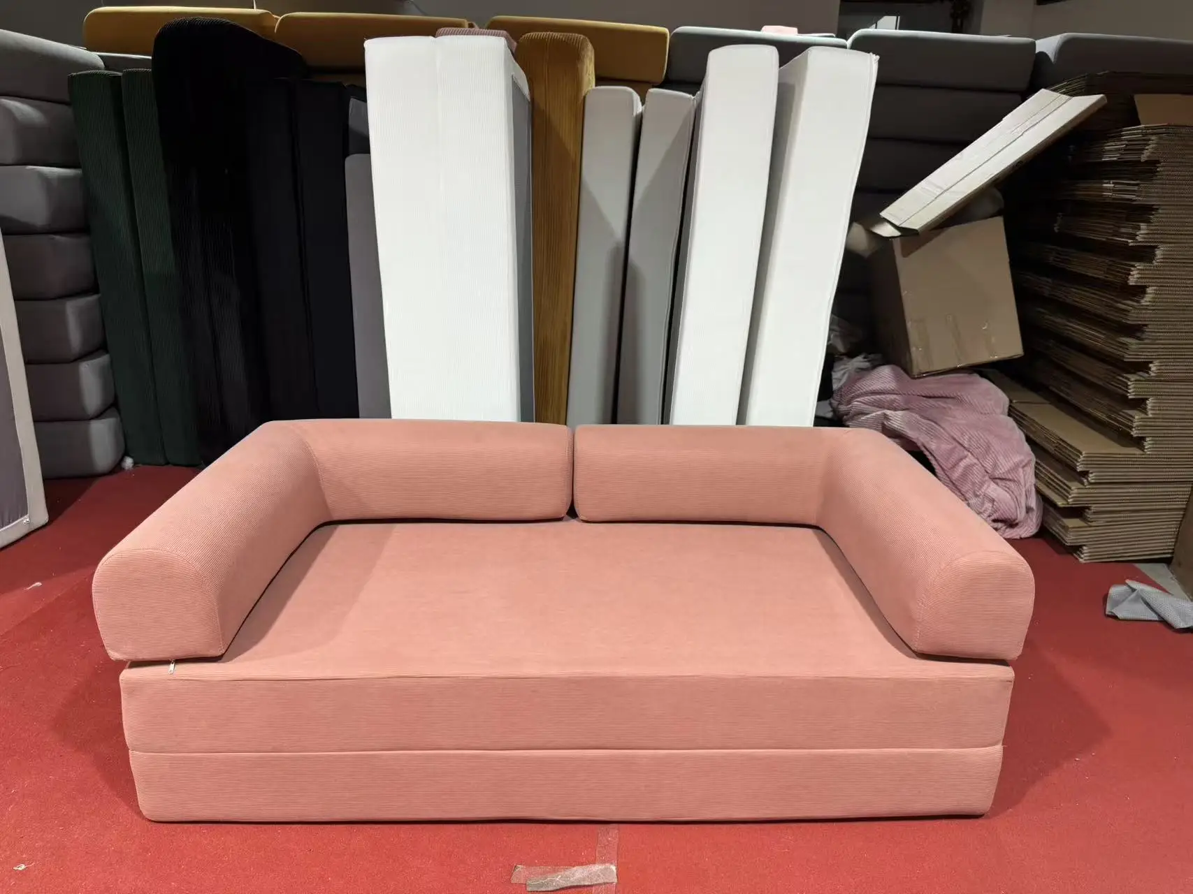 Air Compression Deformable Modern Style Flannel Modular Sofa Fabric Couch for Living Room Sectional Composable Sofa Bed