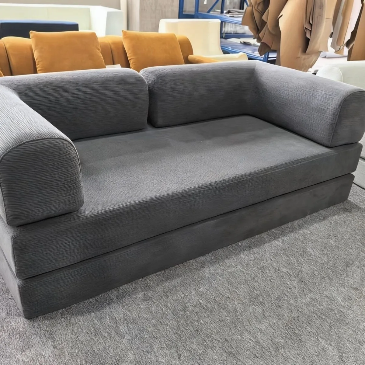 Air Compression Deformable Modern Style Flannel Modular Sofa Fabric Couch for Living Room Sectional Composable Sofa Bed