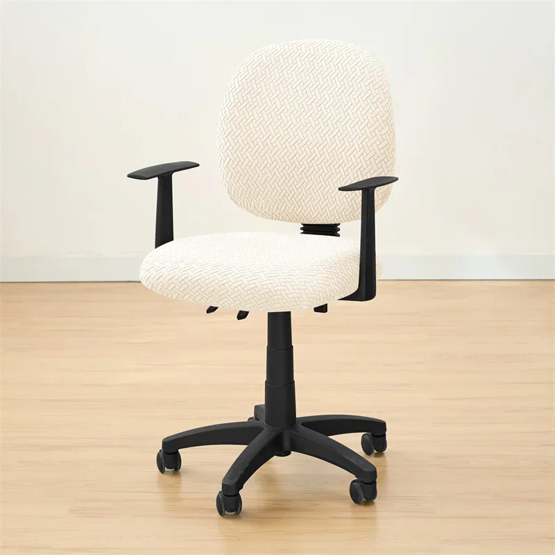 2PCS Solid Color Office Chair Covers Jacquard Split Computer Chair Slipcover Washable Stretch Gaming Chair Cover Home Hotel