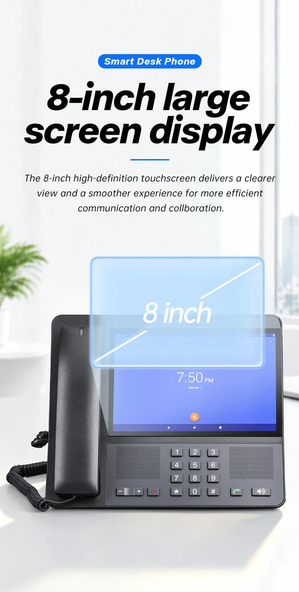 4G LTE VOLTE Sim Card 8 Inch Screen MP3 FM Video Call Wifi Hotspot Android Cordless Telephone 3G 2G Fixed Wireless Phone