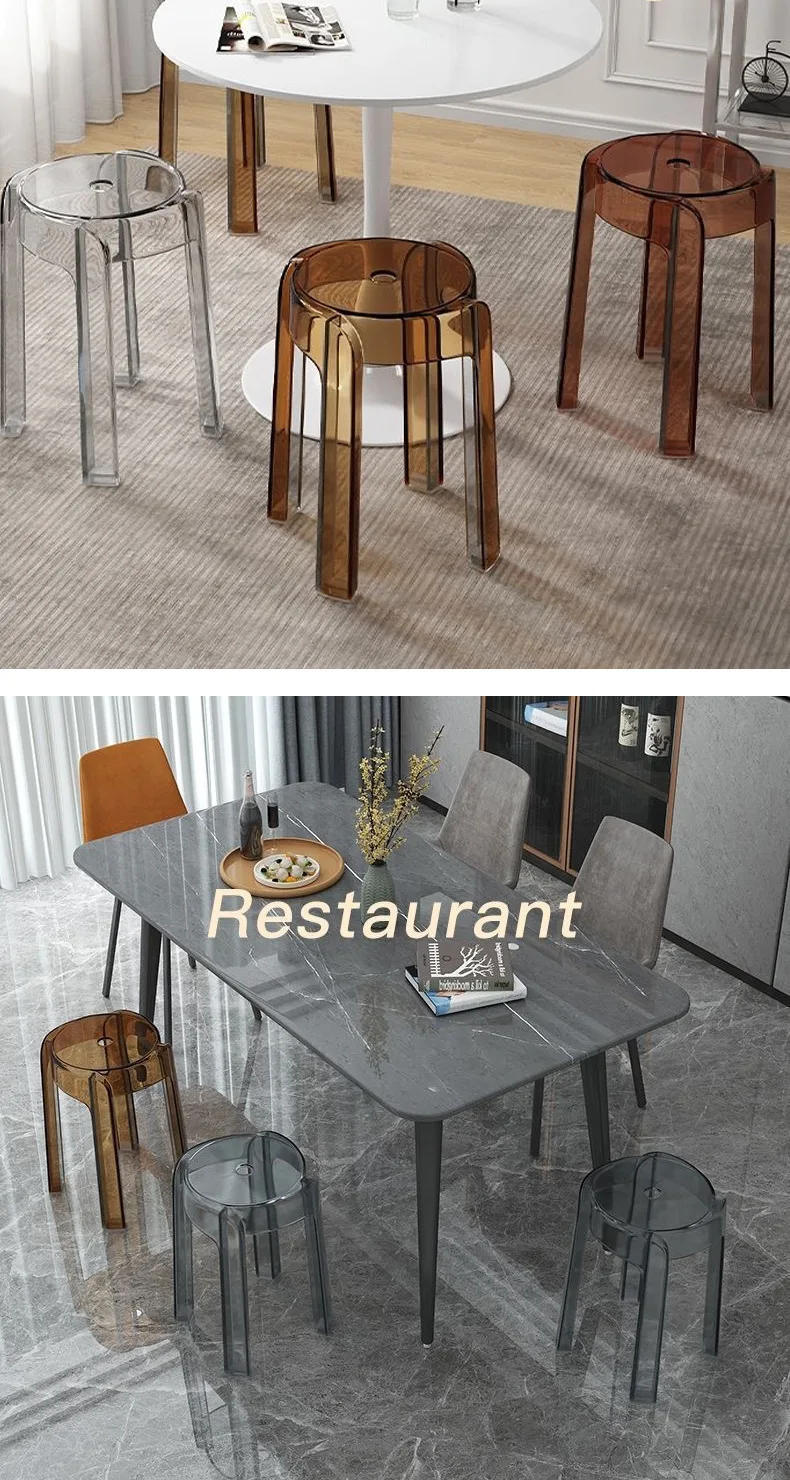 Cost-effective Light Luxury Crystal High-Footed Stool, High-Quality Living Room and Dining Room Spare Transparent Bench