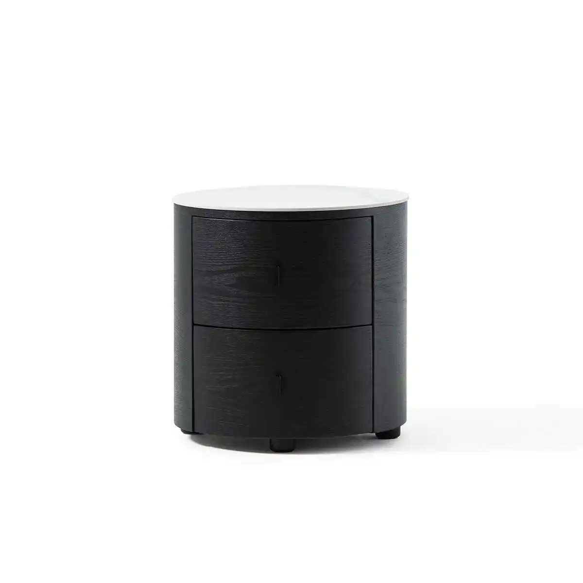 Italian Minimalist Round Bedside Table Smoked Bedroom Storage Cabinet Solid Wood Rock Slab Bedside Table Nordic 40CM Small