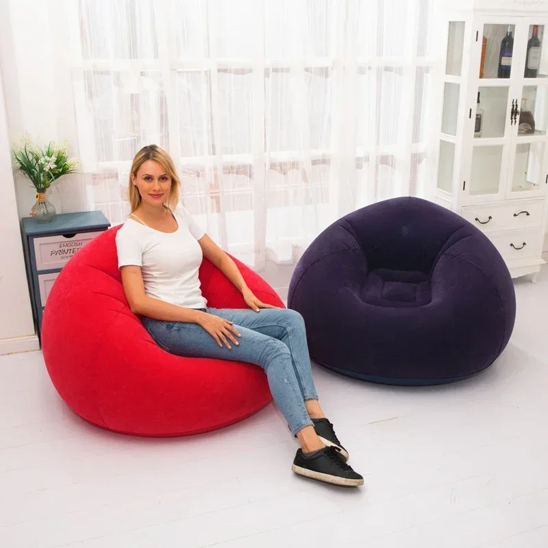 Large Lazy Inflatable PVC Sofa Chair Lounger Seat Bean Bag Tatami Style Living Room Couch 2026 Latest Models Puff Pouf