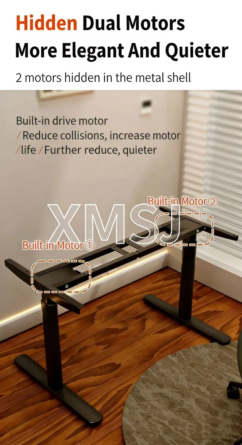 Electric Lifting Desk With Dual Motors, 2-Section , Child Lock, Height Memory Adjustable, DIY Silent Office Desk Capacity 150kg