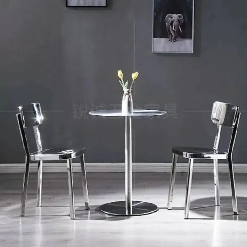 Dining Metal Stainless Backrest Steel Restaurant Chairs for Cafes Home Decor Kitchen Island Dining Chairs