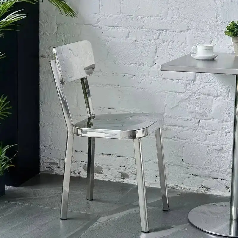 Dining Metal Stainless Backrest Steel Restaurant Chairs for Cafes Home Decor Kitchen Island Dining Chairs