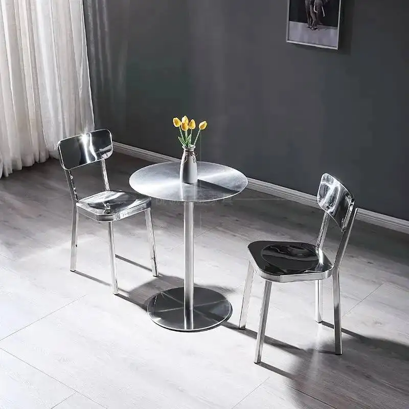 Dining Metal Stainless Backrest Steel Restaurant Chairs for Cafes Home Decor Kitchen Island Dining Chairs