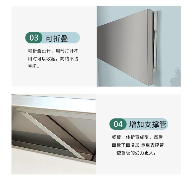 304 Stainless Steel Folding Table Space Saving Dining Table for Kitchen Apartment Computer Desk Wall Mounted Home Office Tables