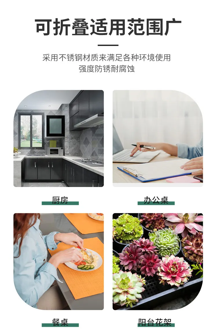 304 Stainless Steel Folding Table Space Saving Dining Table for Kitchen Apartment Computer Desk Wall Mounted Home Office Tables