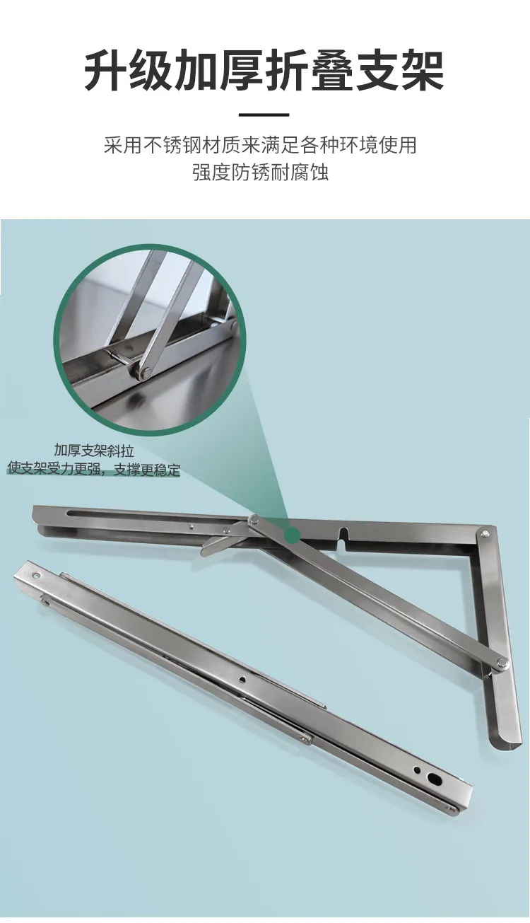304 Stainless Steel Folding Table Space Saving Dining Table for Kitchen Apartment Computer Desk Wall Mounted Home Office Tables