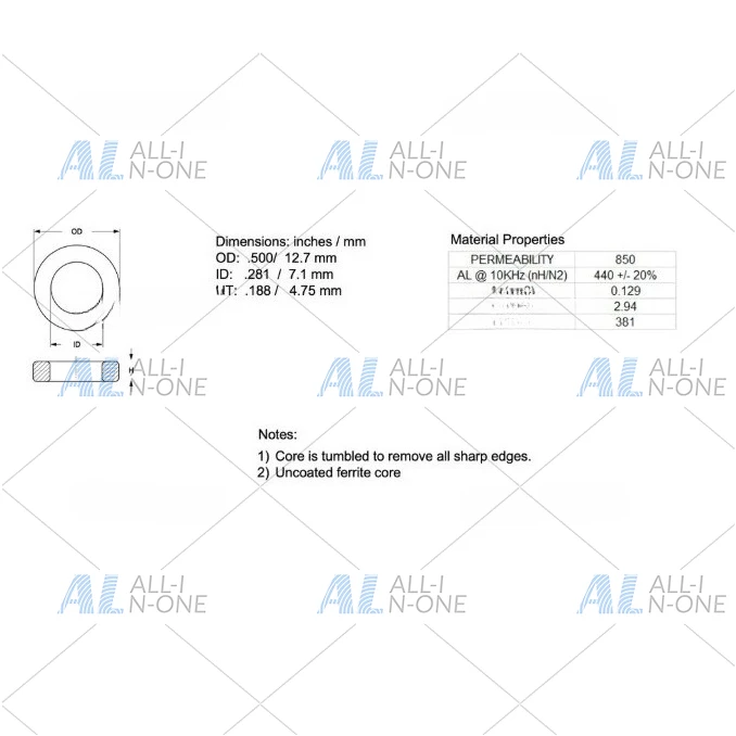 2/5pcs FT-50-43 Ferrite RF Toroid Core Fair-rite 12.7x7.1x4.75mm for Antenna DIY