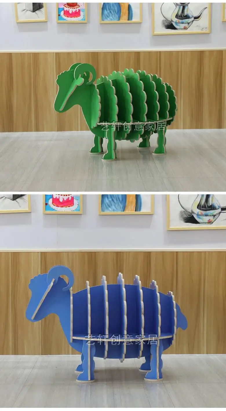 Room Ornament Children's Sheep Kindergarten Decoration Desk Animal Model Shelf furniture home Bookstore Simple School Bookshelf