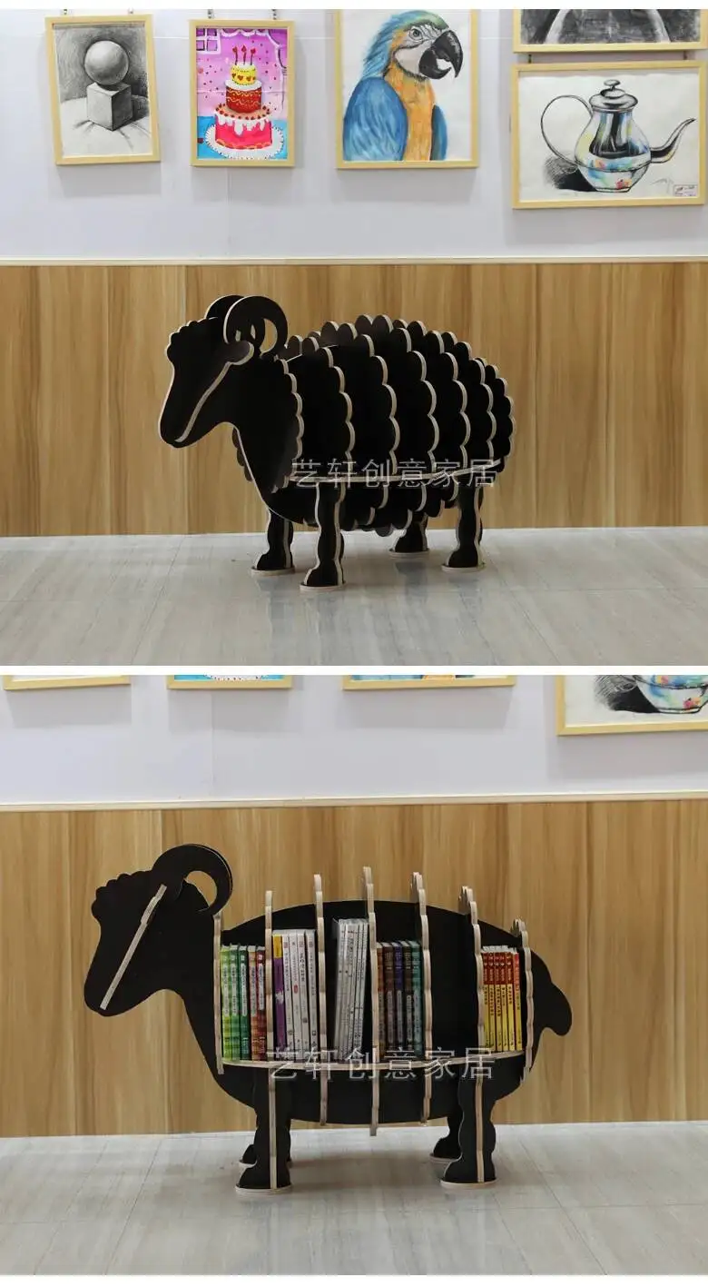 Room Ornament Children's Sheep Kindergarten Decoration Desk Animal Model Shelf furniture home Bookstore Simple School Bookshelf