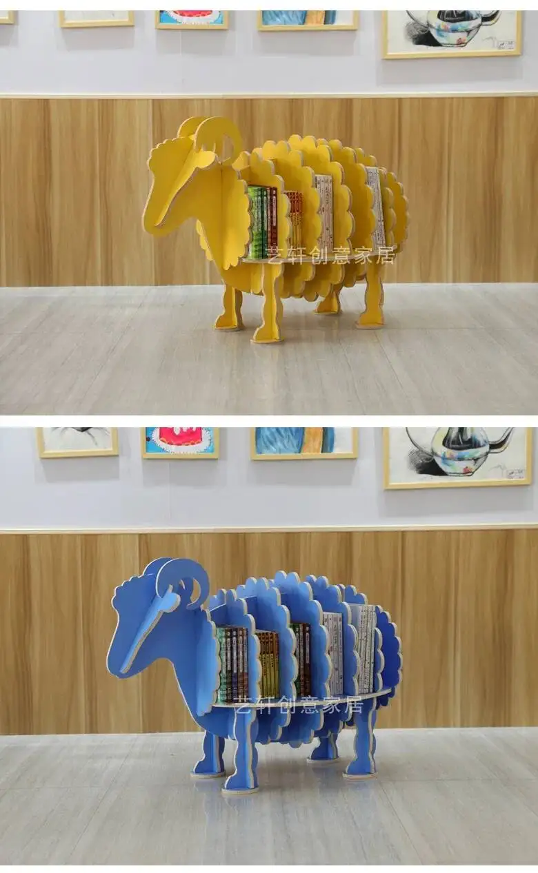 Room Ornament Children's Sheep Kindergarten Decoration Desk Animal Model Shelf furniture home Bookstore Simple School Bookshelf