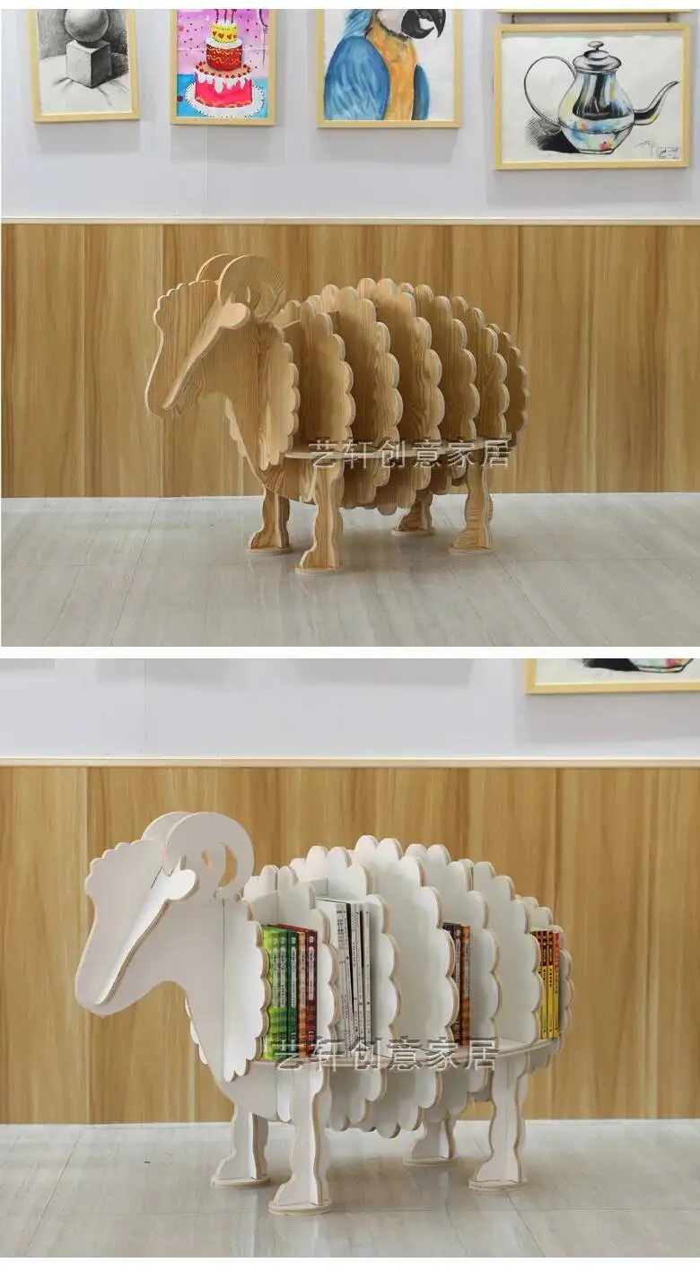 Room Ornament Children's Sheep Kindergarten Decoration Desk Animal Model Shelf furniture home Bookstore Simple School Bookshelf