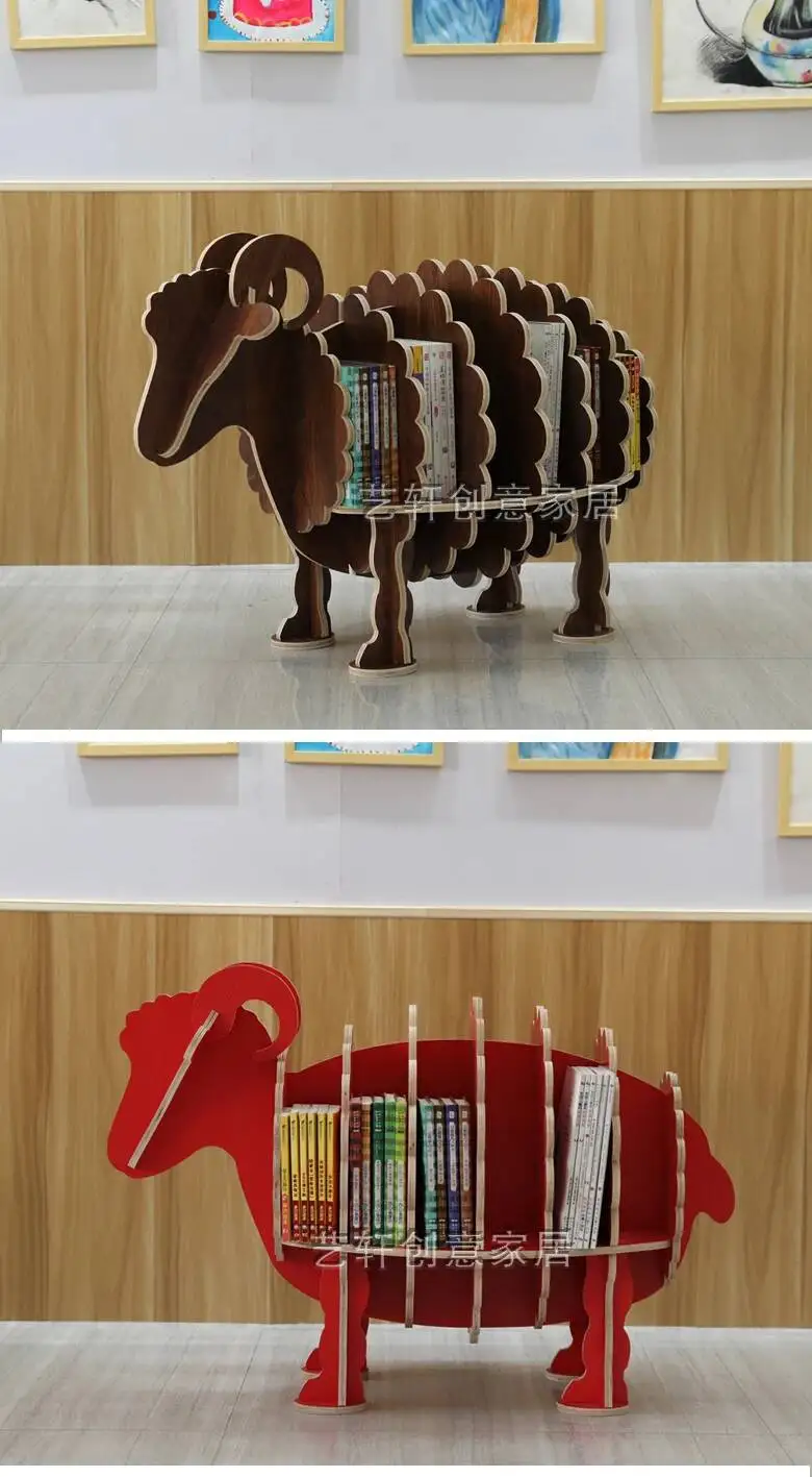 Room Ornament Children's Sheep Kindergarten Decoration Desk Animal Model Shelf furniture home Bookstore Simple School Bookshelf